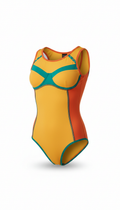 Mesh Panel Leotard with Geometric Print